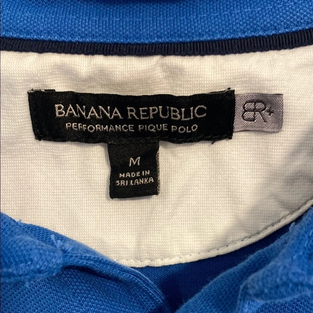 Banana Republic Shirt Polo Short Sleeve Preppy Vibrant Blue Size Medium